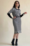 Midi dress with interlaced stripes 