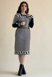 Midi dress with interlaced stripes 