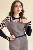 Midi dress with interlaced stripes 