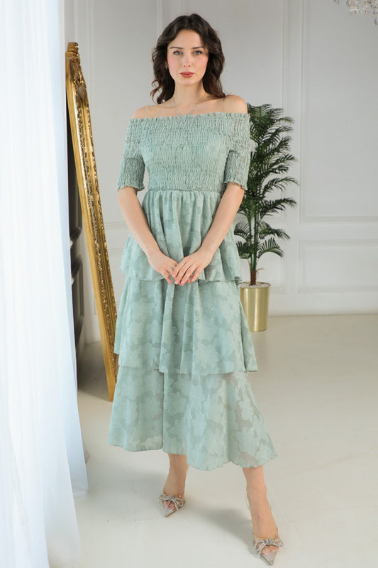 Green tiered dress