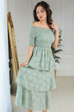 Green tiered dress