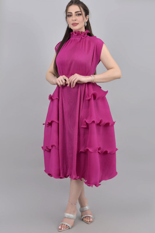 Fuchsia ruffled split dress