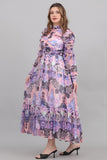 Floral midi dress with drape design, mauve color