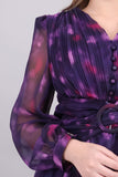فستان كلوش بتصميم مقسم بكشكش