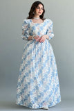 Classic floral fluffy sky blue dress