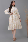 Floral chiffon dress embroidered with shiny cotton