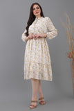 Floral chiffon dress embroidered with shiny cotton