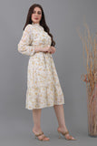 Floral chiffon dress embroidered with shiny cotton