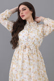 Floral chiffon dress embroidered with shiny cotton