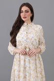 Floral chiffon dress embroidered with shiny cotton