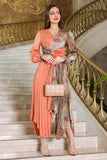 Orange split satin dress 