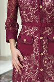 Hairan sleeve lace midi dress, purple 