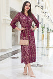 Hairan sleeve lace midi dress, purple 