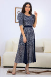 Sequin dress with sugar design, navy blue 