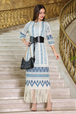 Midi dress with fringed pattern, blue 