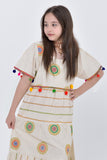 Jalabiya with embroidery and colorful tassels 