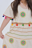 Jalabiya with embroidery and colorful tassels 