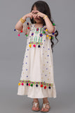 Girls' linen robe, embroidered and decorated with colorful tassels 