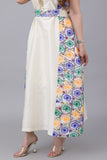 Shantoon robe embroidered with colorful geometric patterns in sugar colour 