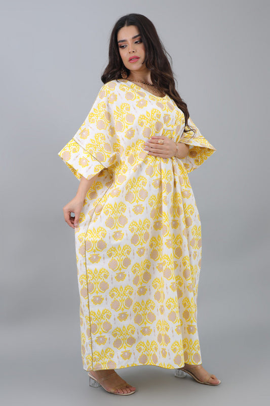 Jalabiya with a butterfly design and yellow prints