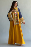 Jalabiya with cardigan sleeves, embroidered and decorated with Ceylon cumin beads 