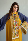 Jalabiya with cardigan sleeves, embroidered and decorated with Ceylon cumin beads 