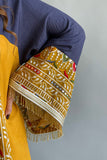 Jalabiya with cardigan sleeves, embroidered and decorated with Ceylon cumin beads 