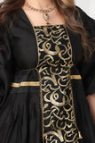 Oriental galabiya embroidered with puff sleeves, black 