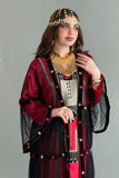 Traditional jalabiya, two pieces, embroidered, red