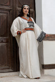 Jalabiya with Sadu pattern decorated with beige tassels