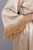 Jalabiya with embroidered dress design and decorated with a golden fringe