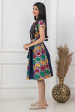 Girls' Shantoun robe, embroidered with colorful geometric patterns, navy blue 