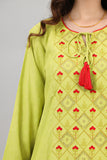 Jalabiya with embroidered roses, apple color