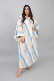 Moroccan galabiya with Islamic patterns, blue color