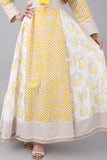 Jalabiya with cloche design and Islamic patterns, yellow color 