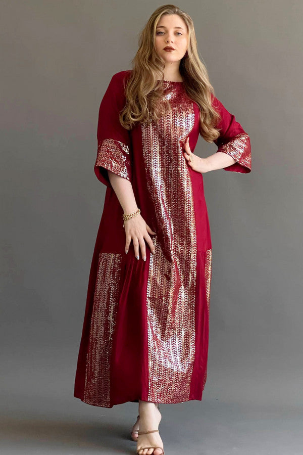 Jalabiya with sequin embroidery