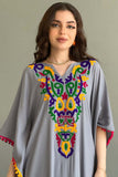 Bisht jalabiya, embroidered and decorated with grey-coloured scarves