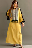 Embroidered galabiya with long sleeves