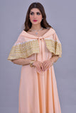 Jalabiya with cloche design with an embroidered piece in apricot colour