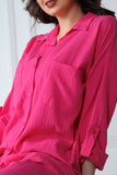 Wide-leg pants and blouse set, fuchsia colour 