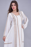 Jalabiya with golden embroidery and white stripes