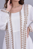 Jalabiya with golden embroidery and white stripes