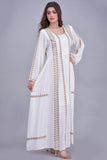 Jalabiya with golden embroidery and white stripes