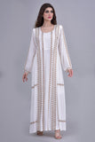 Jalabiya with golden embroidery and white stripes