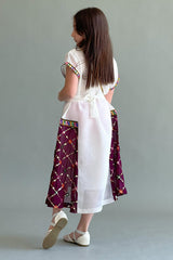 Kuwaiti girls' jalabiya with embroidered sides, sugar color and oud