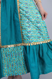 Shantoon robe embroidered on the sides with sequins, turquoise color 