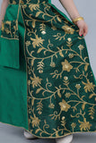 Girls' Shantoun jalabiya, embroidered with golden threads, green 