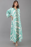 Oriental galabiya with Islamic prints, Tiffany color 