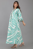 Oriental galabiya with Islamic prints, Tiffany color 