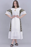 Oriental galabiya with open shoulder, embroidered, white